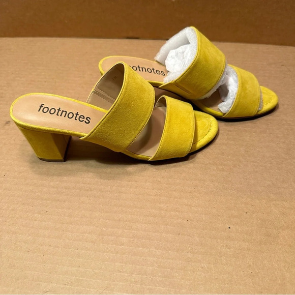 Footnotes Milos block heel sandals in bright yellow. Size 7. New in box. - Picture 3 of 14